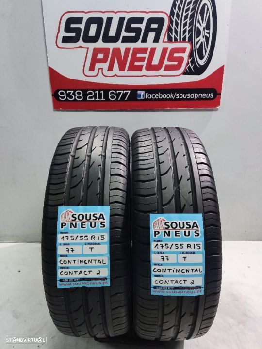 2 pneus semi novos 175-55r15 continental - oferta dos portes