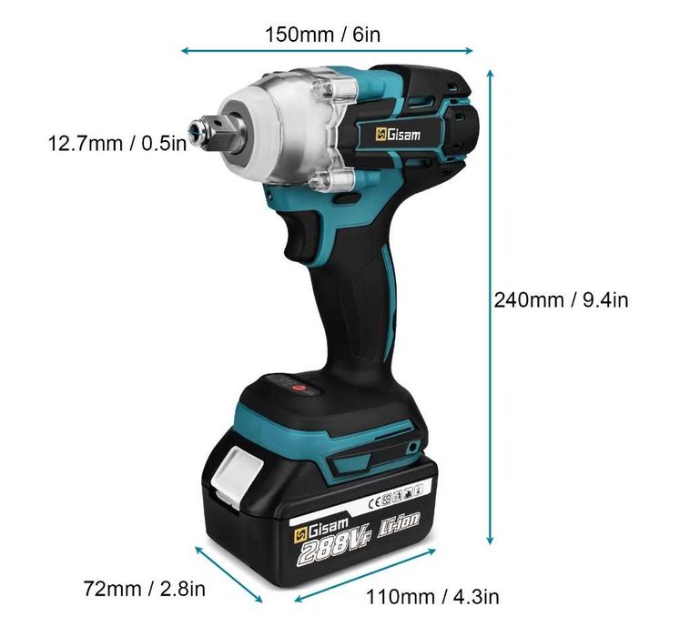 Aparafusadora Elétrica Gisam Gami 520n.m com 2 Baterias e carregador
