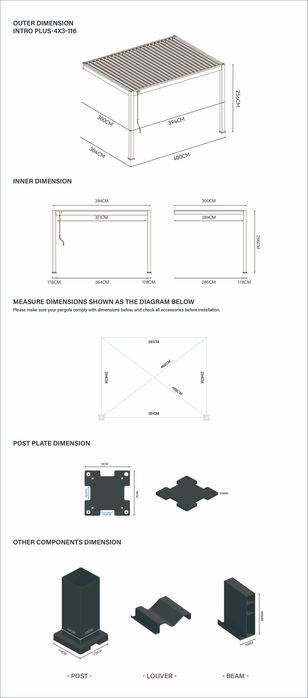 Pergola aluminiowa wolnostojąca. Zadaszenie żaluzjowe aluminiowe.