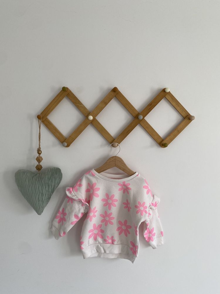 Bluza dunnes stores 74 neonowe kwiaty różowe falbanki jak newbir