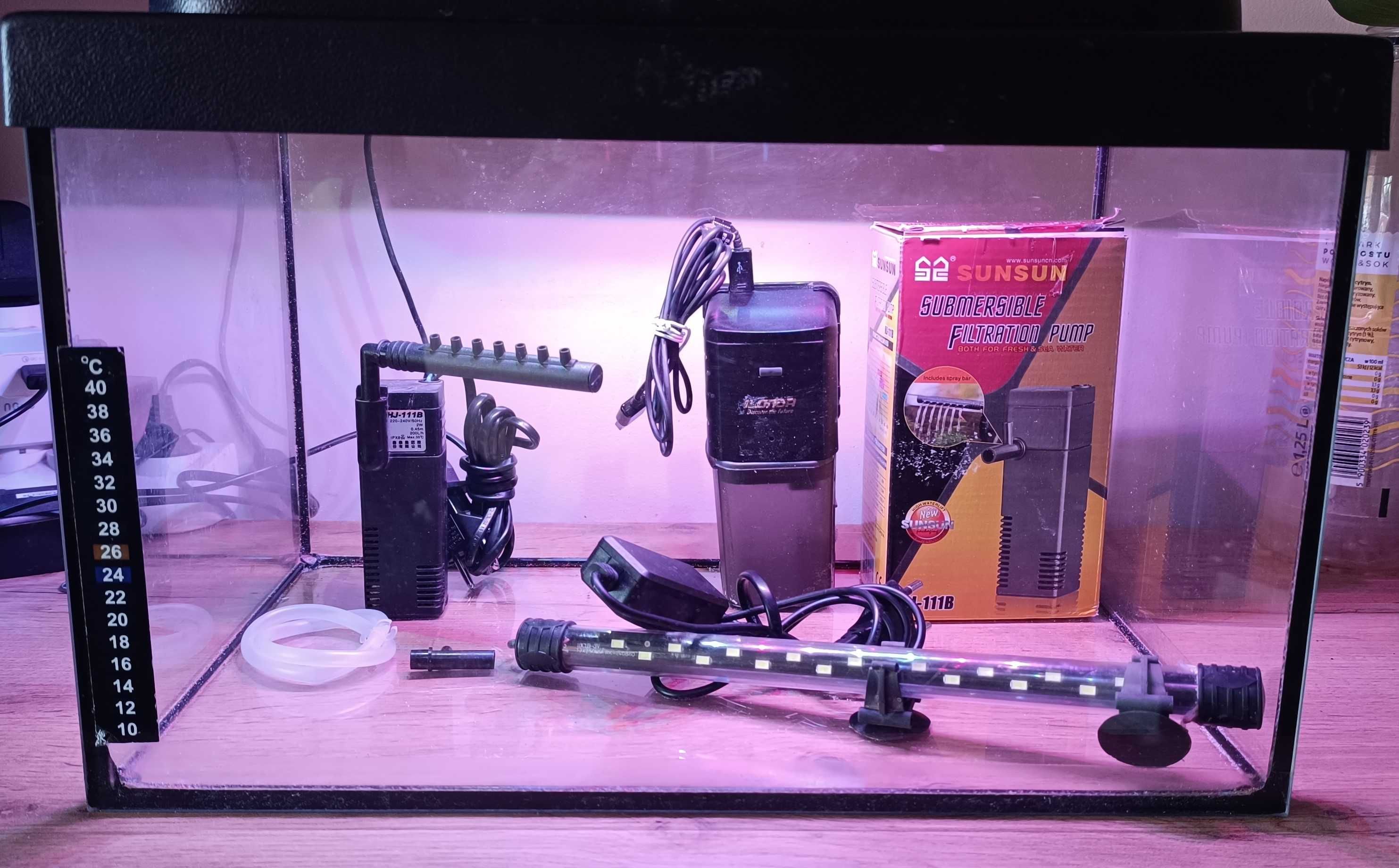 akwarium 28 l oswietlenie led filfr karmnik grzałka jak nowe