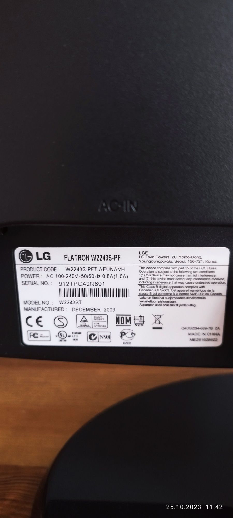 Monitor LG Flatron 2243S-PF