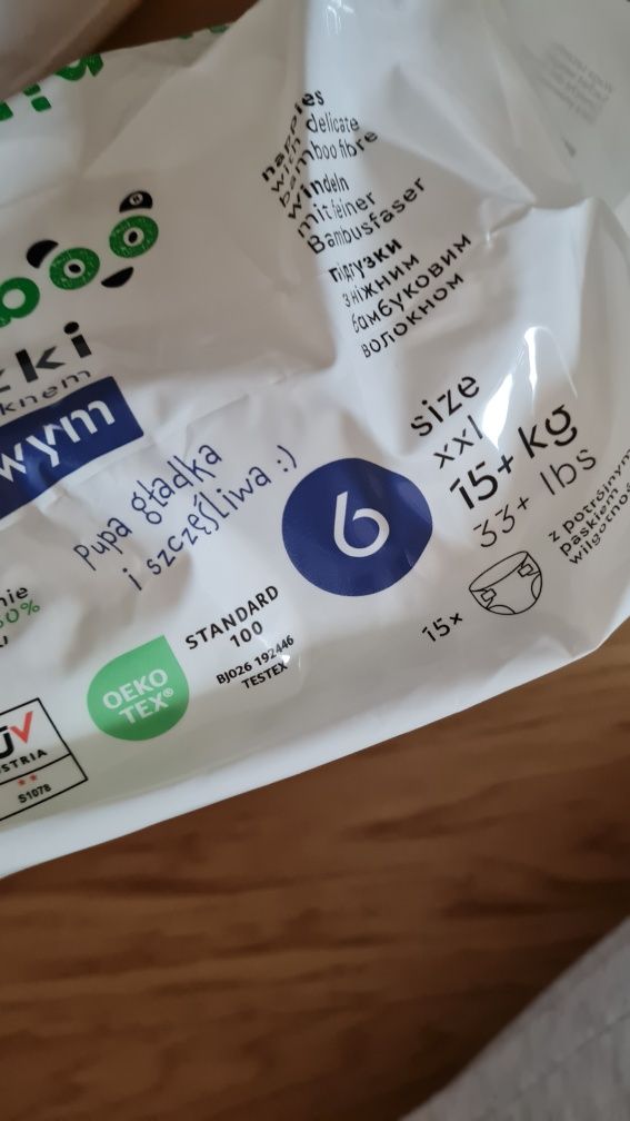 Pieluszki Bambiboo xxl, rozmiar 6