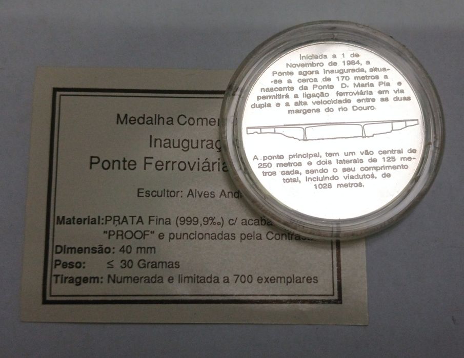 Medalha prata inauguração ponte ferroviária  S. João