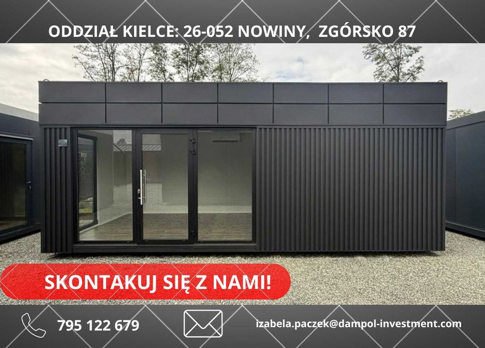Gotowy pawilon biurowy  handlowy 7x3  WC – dostępny od ręki