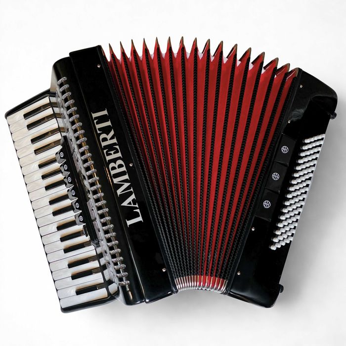 Akordeon klawiszowy Lamberti 80 basów czarny + pasy + pokrowiec / NOWY
