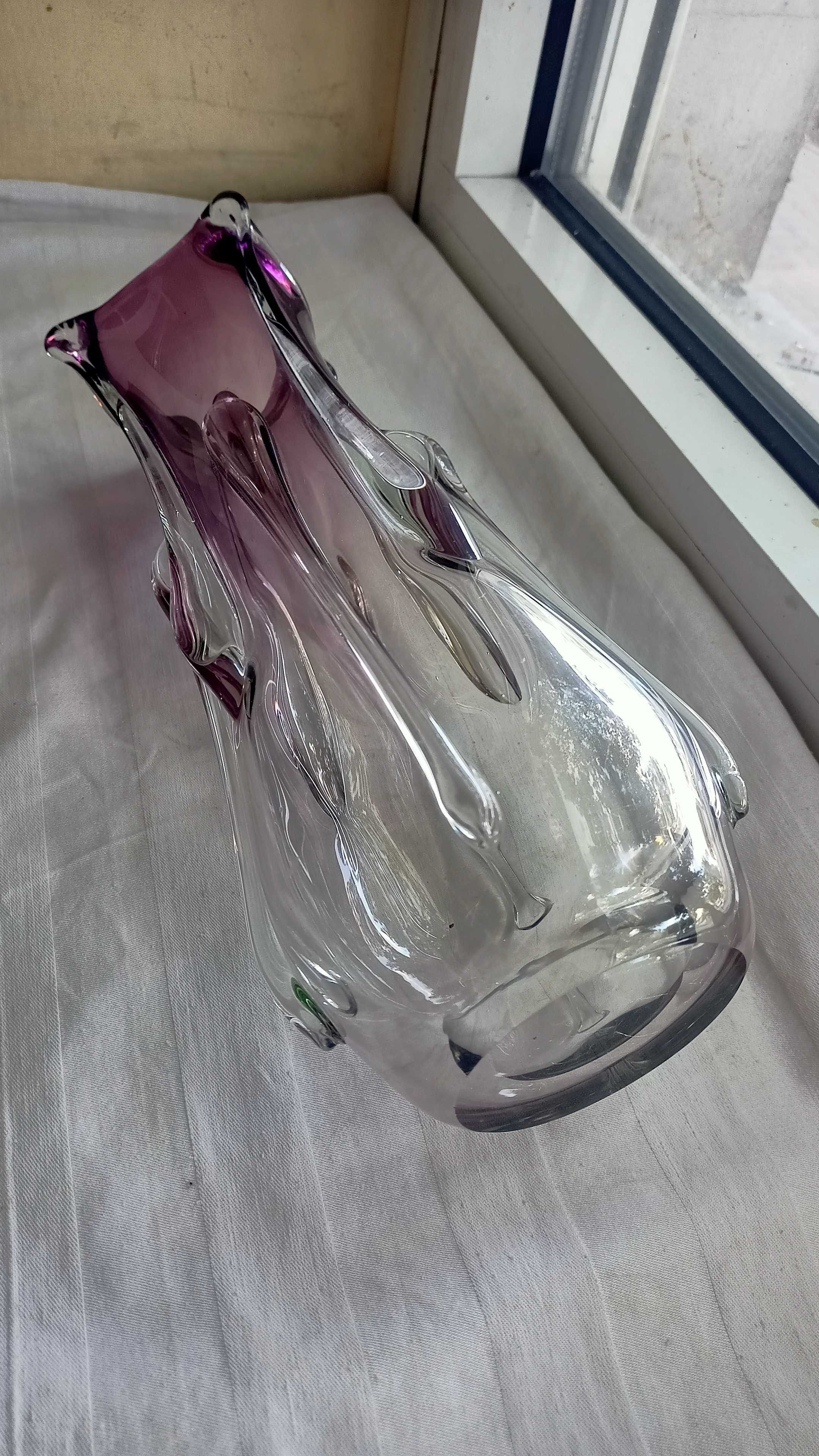 Wazon artystyczny gradientowy amarant Archimede Seguso Murano l.50/60