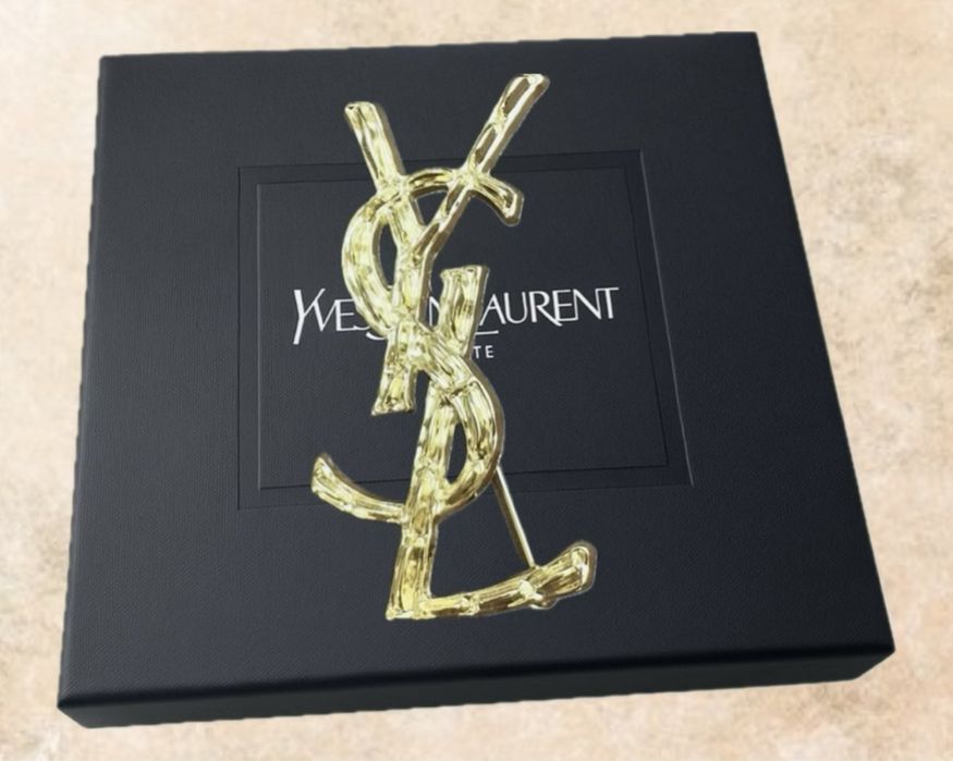 Broszka Zawieszka YSL złota  6,7 cm