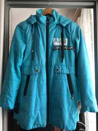 Куртка на девочку,  размер 158 см,  б/у+в подарок демисезонная синяя