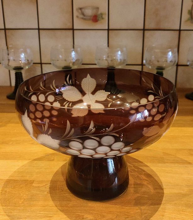 Egerman kryszta rubinow misa Wigilia półmisek vintage prl retro design