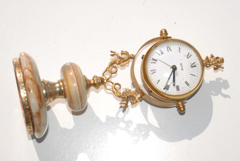 Stary budzik zegarek zegar Ritz marmur lata 60/70 unikat kolekcjonersk