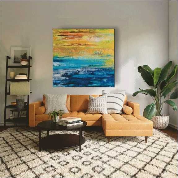 Obraz nowoczesny - Morze -akryl na grubym  płótnie - złocenia