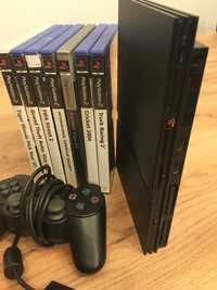 PlayStation 2 slim plus pad, karta i 7 gier