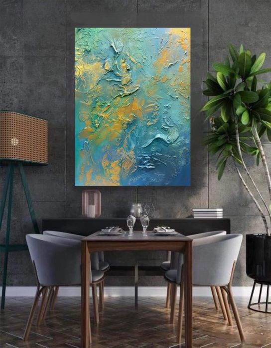 Obraz abstrakcyjny abstrakcja recznie malowany strukturalny