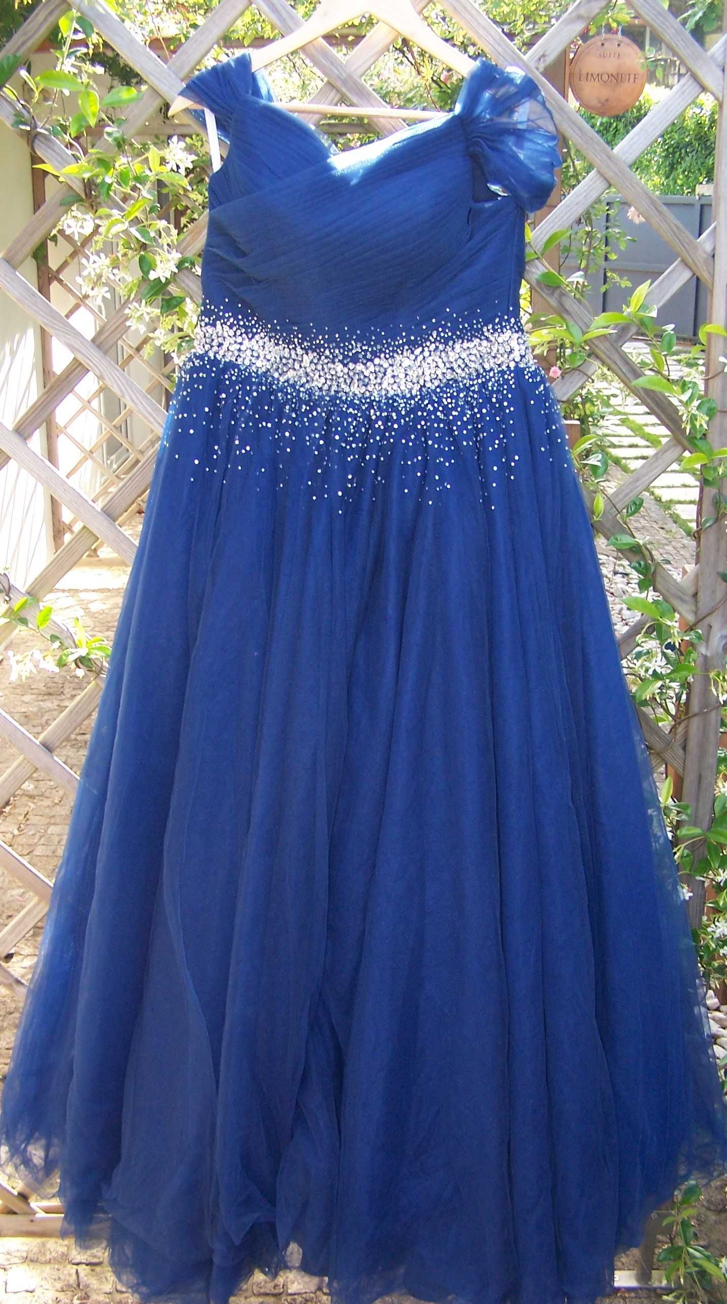 vestido cerimonia azul,  Elegante .