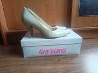 Graceland 40 buty na obcasie jak nowe nude ercu czółenka szpilki 9cm