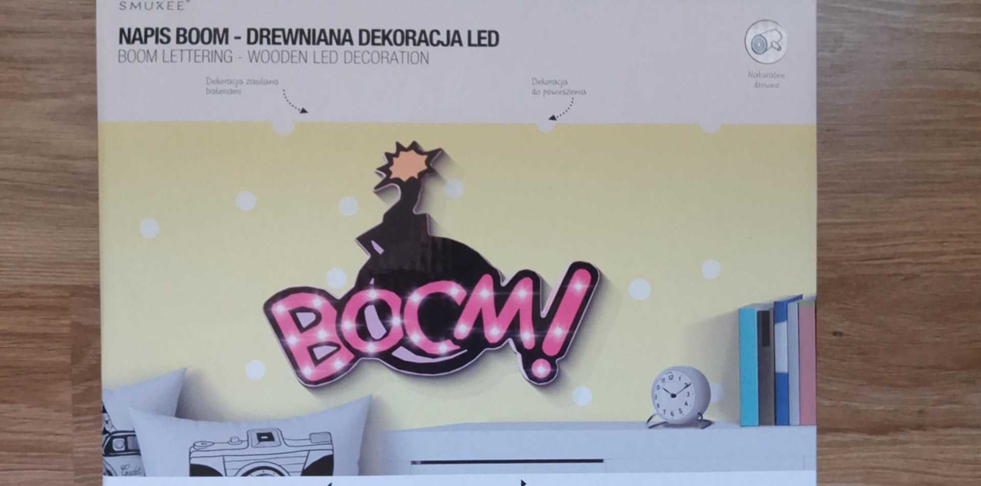 Ozdoba Drewniana do pokoju dziecinnego lampka  LED MIX zestaw 4 szt