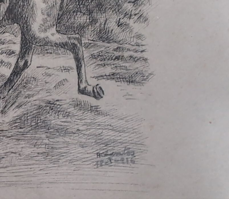 Desenho original a carvão assinado.