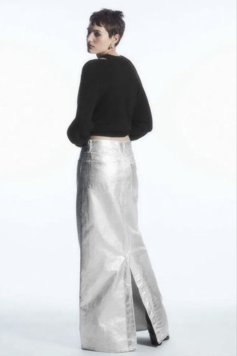 Джинсова срібна максі спідниця Cos