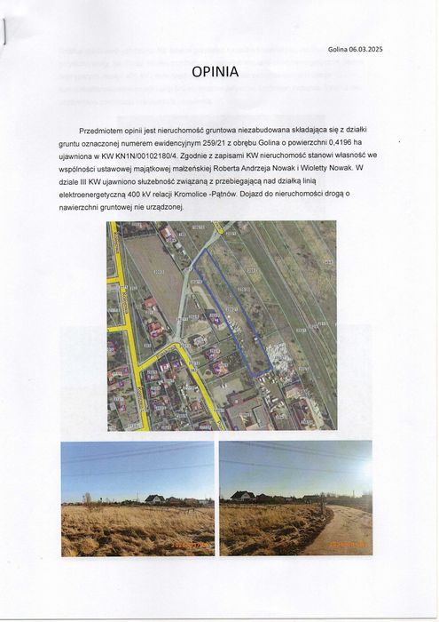 Sprzedam działkę budowlaną w Golinie, pow. koniński