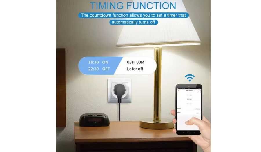 Розумна розетка Smart WiFi 20А енергомоніторинг Google Home Alexa Tuya