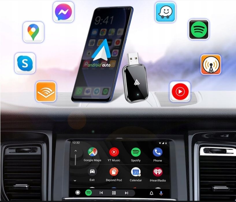 AIZEO Bezprzewodowy Adapter Samochodowy Android Bluetooth Wi-Fi