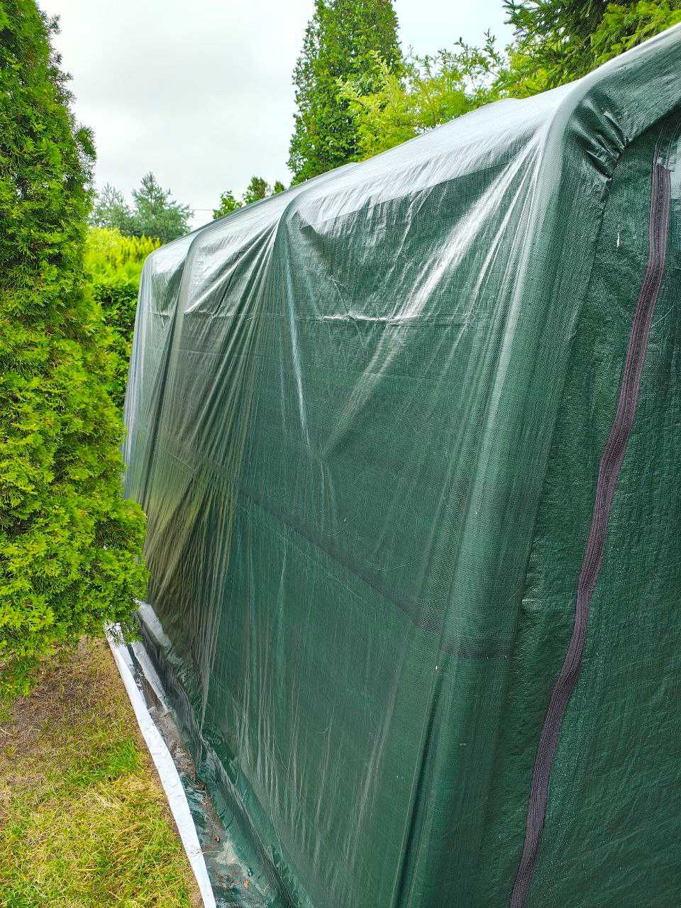 Namiot garażowy 2,4x3,6m plandeka PE 450 ciemnozielony