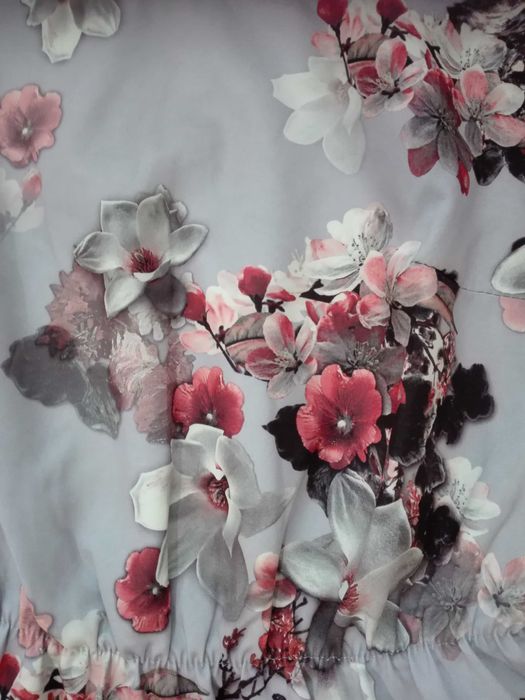 nowa sukienka na lato, S/M, szara w kwiaty, elegancka