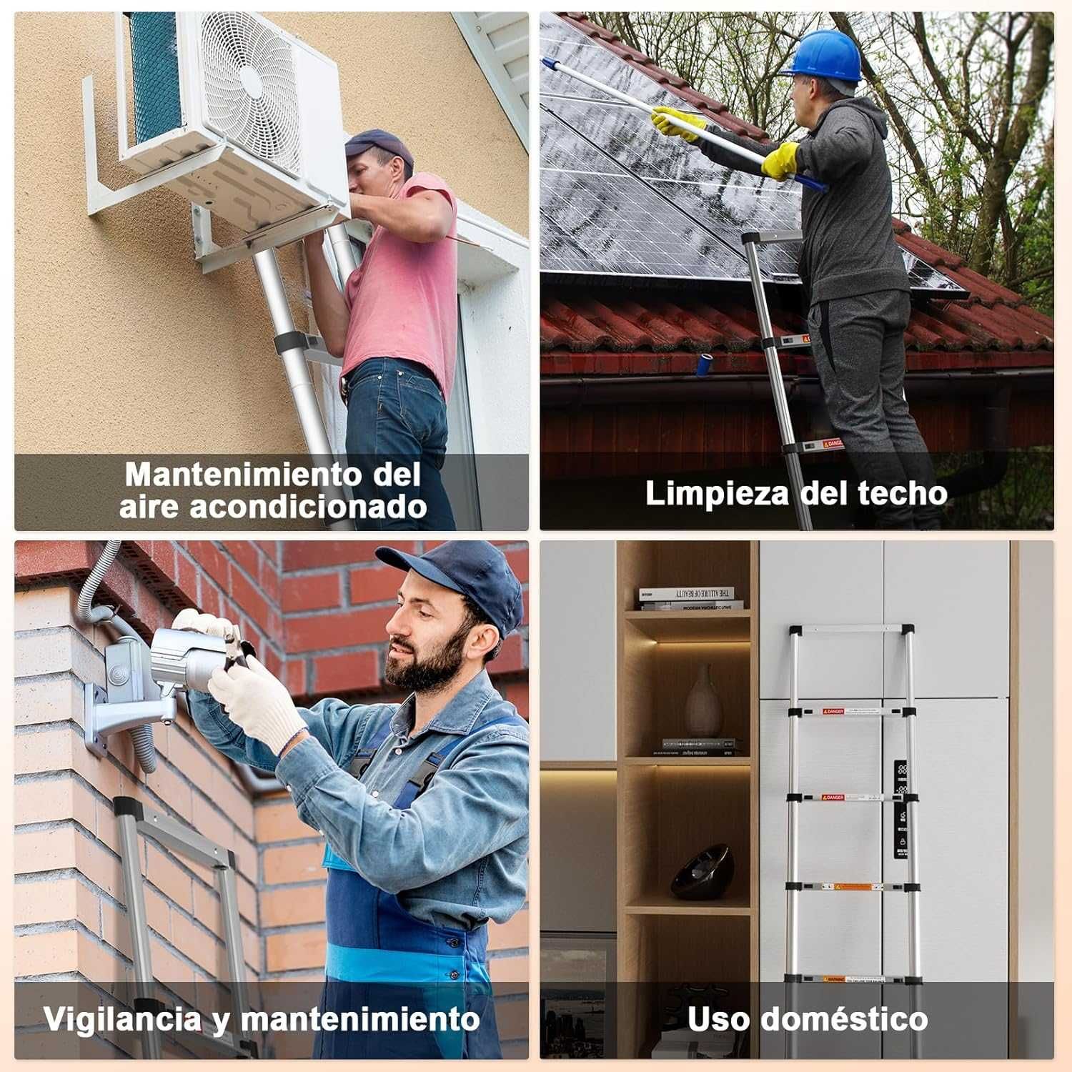Escada telescópica 3,8 metros aço inoxidável - NOVO - ENVIO GRÁTIS