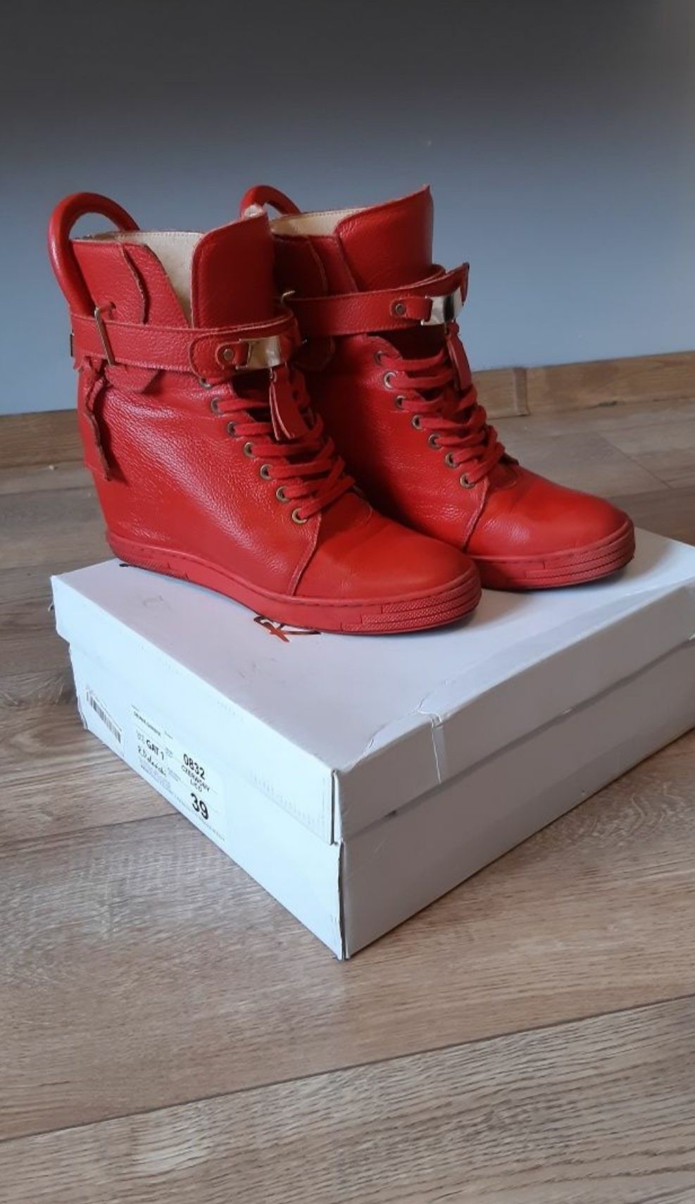 Skórzane Buty sneakersy botki polański eobuwie 39 eobuwie na koturnie