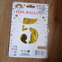 Foil Ballon Foliowe złote balony z cyferkami Party 32cm cyfra 5