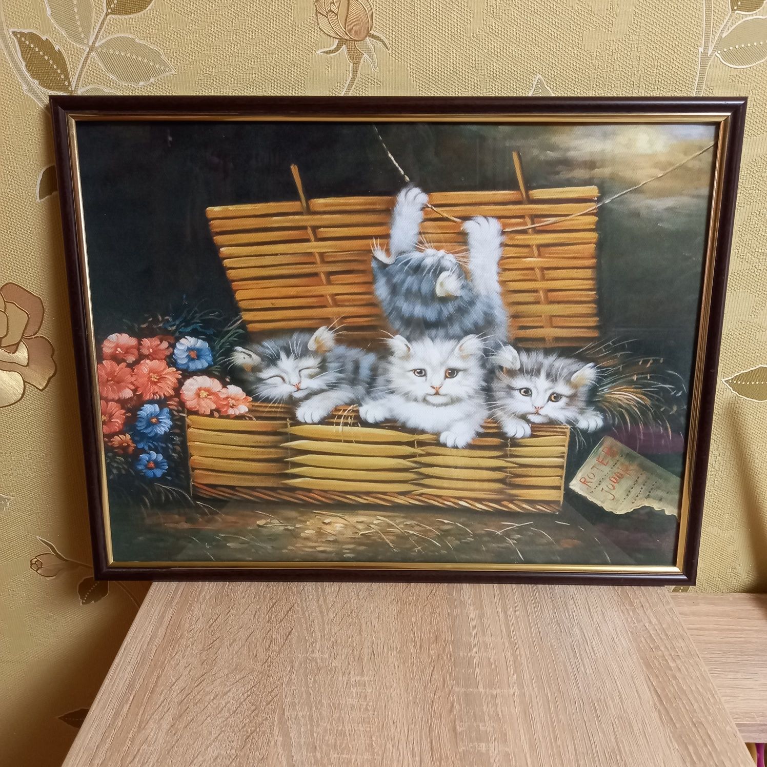 Картина "Котята", холст под стеклом