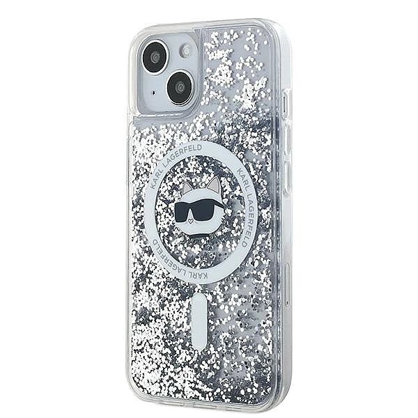 Etui Karl Lagerfeld Liquid Glitter Choupette Head MagSafe na iPhone 15