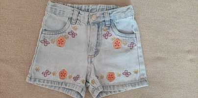 r.92 Outfit Spodenki jasne jeans miękkie wyszywane kwiatami
