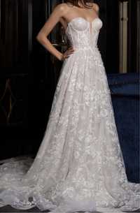 MAVERIE suknia ślubna z trenem model Grace + Welon 3m gratis