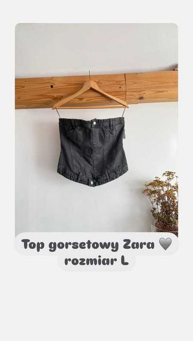 Top damski gorset jeansowe szary Zara Y2K basic seksowny festiwal L/40
