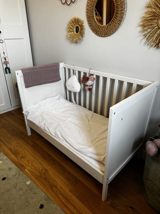Sundvik, łóżeczko niemowlęce, dziecięce, 120x60, białe z materecem