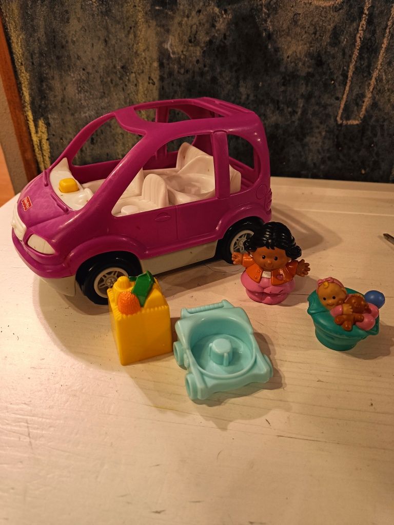 Autko mamy auto samochód różowy bobas little people fisher Price efekt