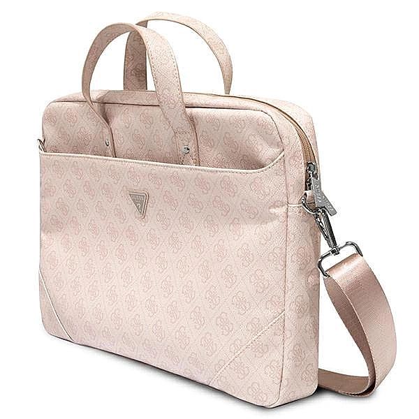 Torba Guess Saffiano 4G Triangle Logo na laptopa 16'' - różowa