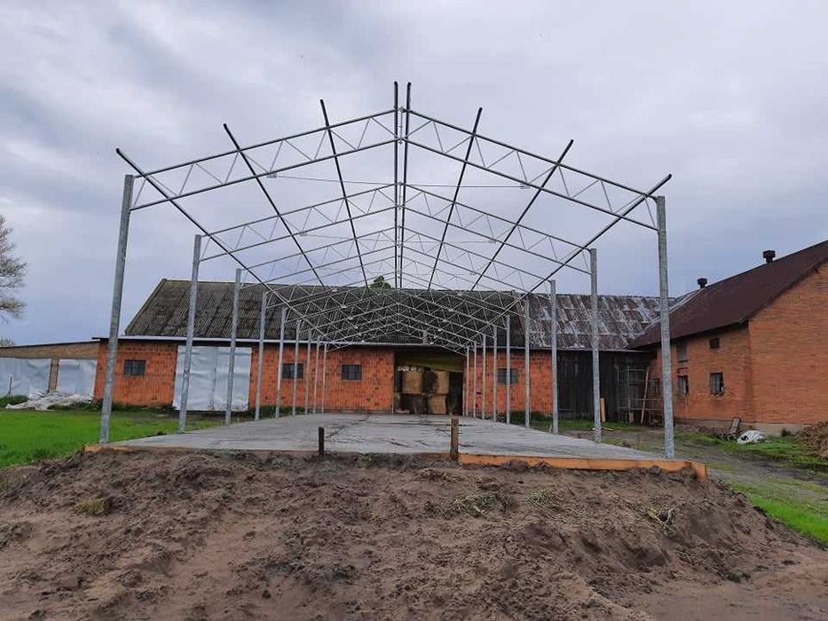 Nowa KONSTRUKCJA WIATA OCYNKOWANA 8x14 Garaż Magazyn Hala Rolna