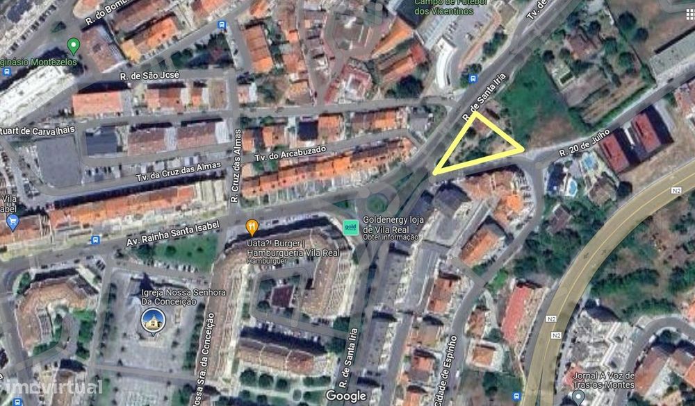 Lote urbano de 1440 metros quadrados situado no coração de Vila Real.