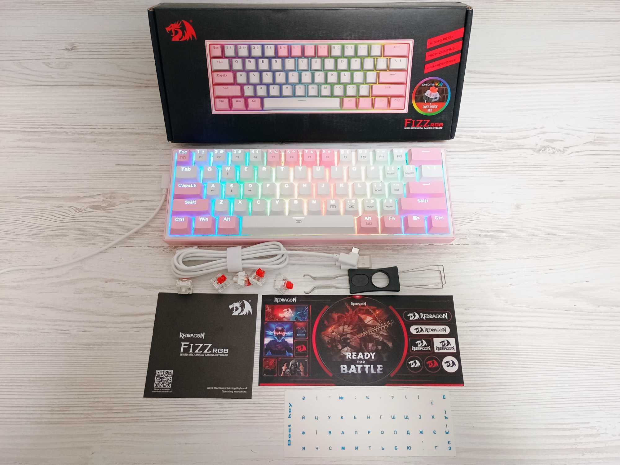 Нова REDRAGON Fizz K617. Механічна ігрова клавіатура з Hot Swap, RGB