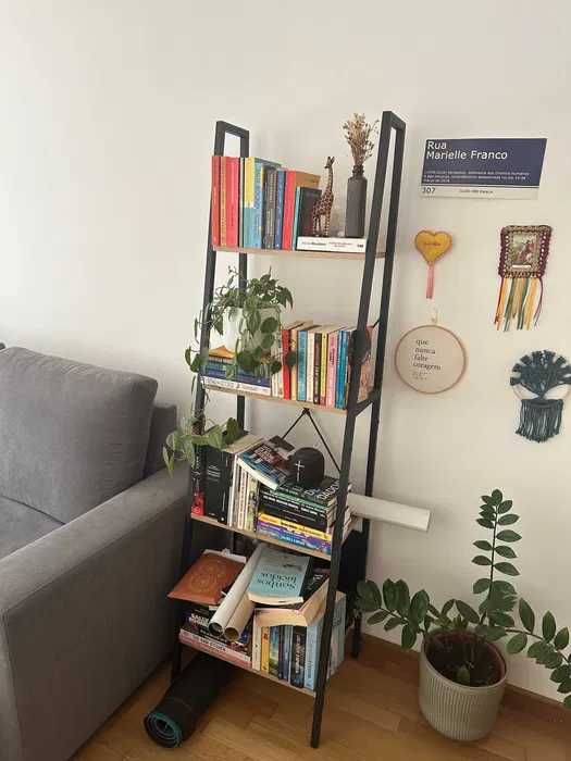 Estante em preto e madeira - SKLUM