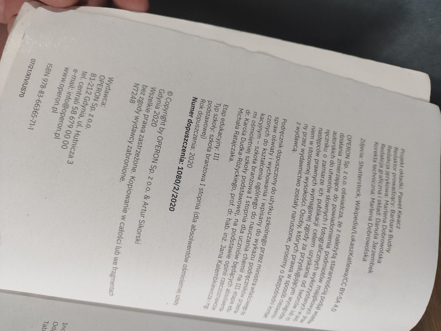 Podręcznik Chemia 2 Operon dla szkoły branżowej 1 stopnia Sikorski