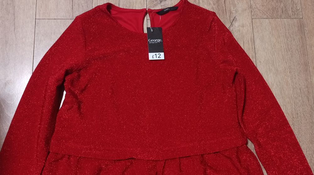 Красное блестящее вечернее платье для девочек 12-13 лет, George