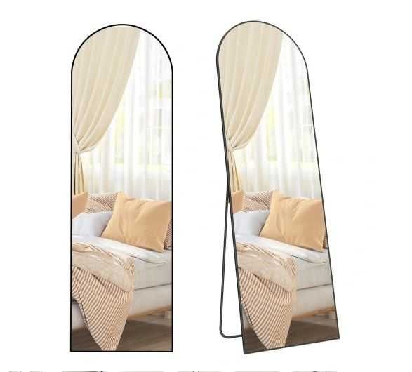 lustro stojące z czarną wąską aluminiową ramą 160x50cm szkło hartowane