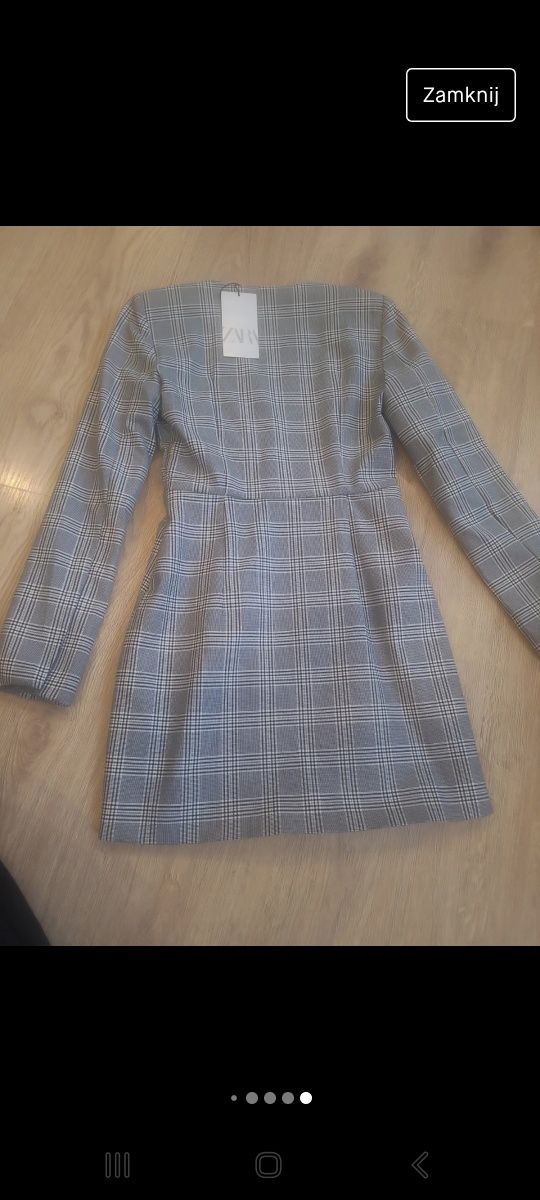 Nowa sukienka w kratkę zara xs, marynarka