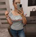 Bluzka damska marynarski wzór z falbaną t-shirt damski w paski