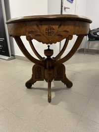 Drewniany stół rzeźbiony, antyk 120x73