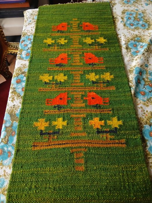 Cepelia PRL ptasi sejm wełniany kilim rzadkość prezent na Święta